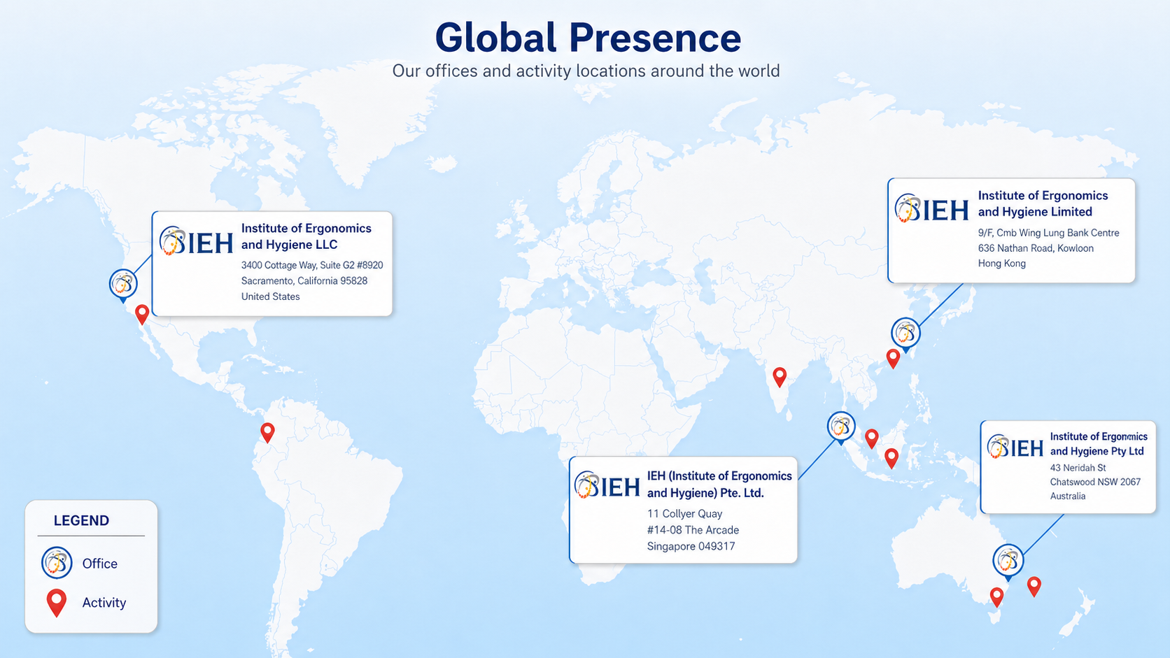 IEH offices and consultant locations map