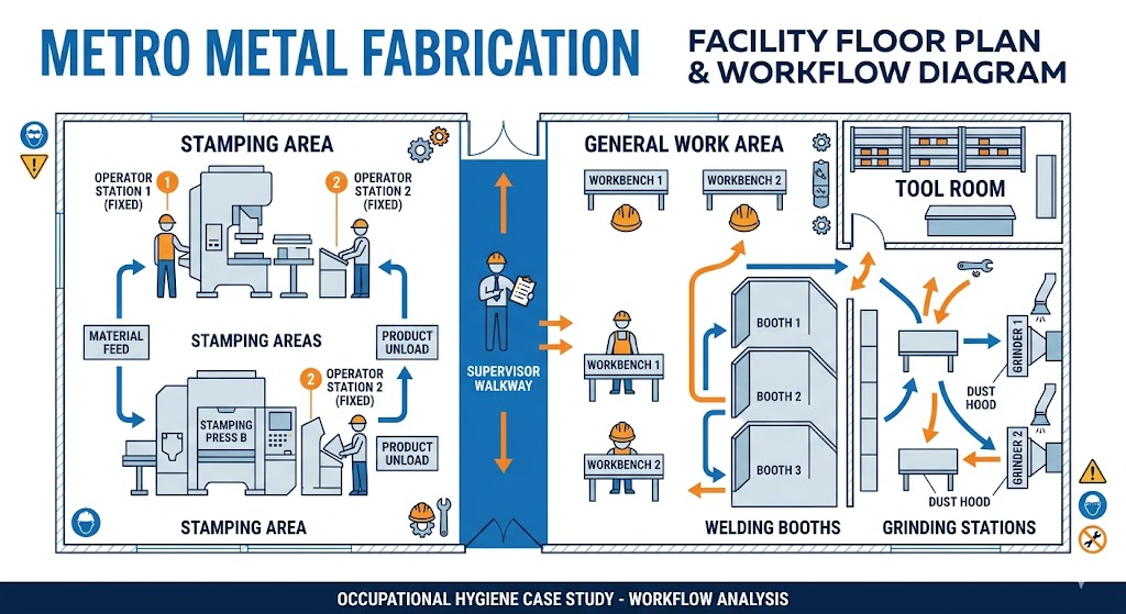 Metro Metal Fabrication case study visual showing noise sampling considerations in the workplace