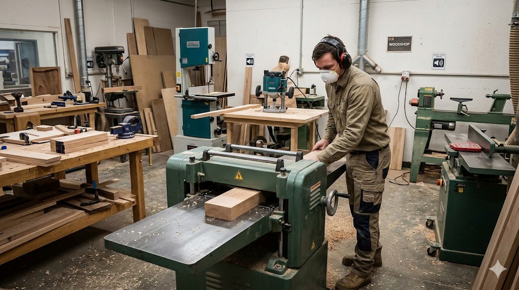 Artisan Woodshop case study visual showing a woodworking environment with potential noise sources